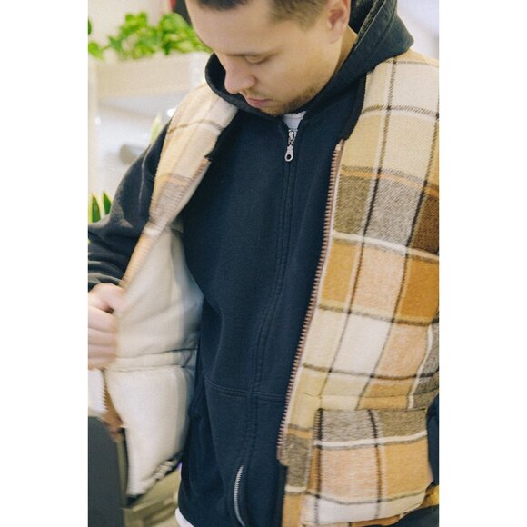 Rework Wool Plaid Puffer Vest - Picture 2 of 9